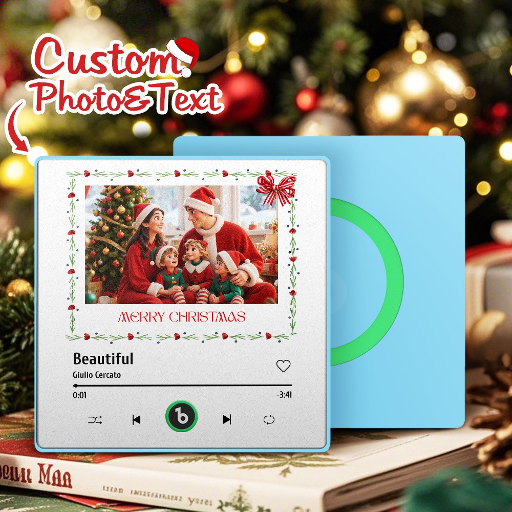 Custom Music Fridge Magnet Colorful Frame Photo and Text Fridge Magnet Gift for Christmas - Fridgebeatsca