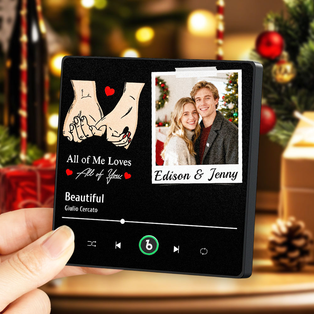 Personalized Picture Music Fridge Magnet Best Gift for Couple "All Of Me Loves All Of You" Christmas Gifts - Fridgebeatsca