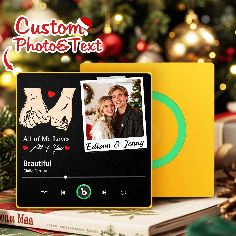 Personalized Picture Music Fridge Magnet Best Gift for Couple "All Of Me Loves All Of You" Christmas Gifts - Fridgebeatsca