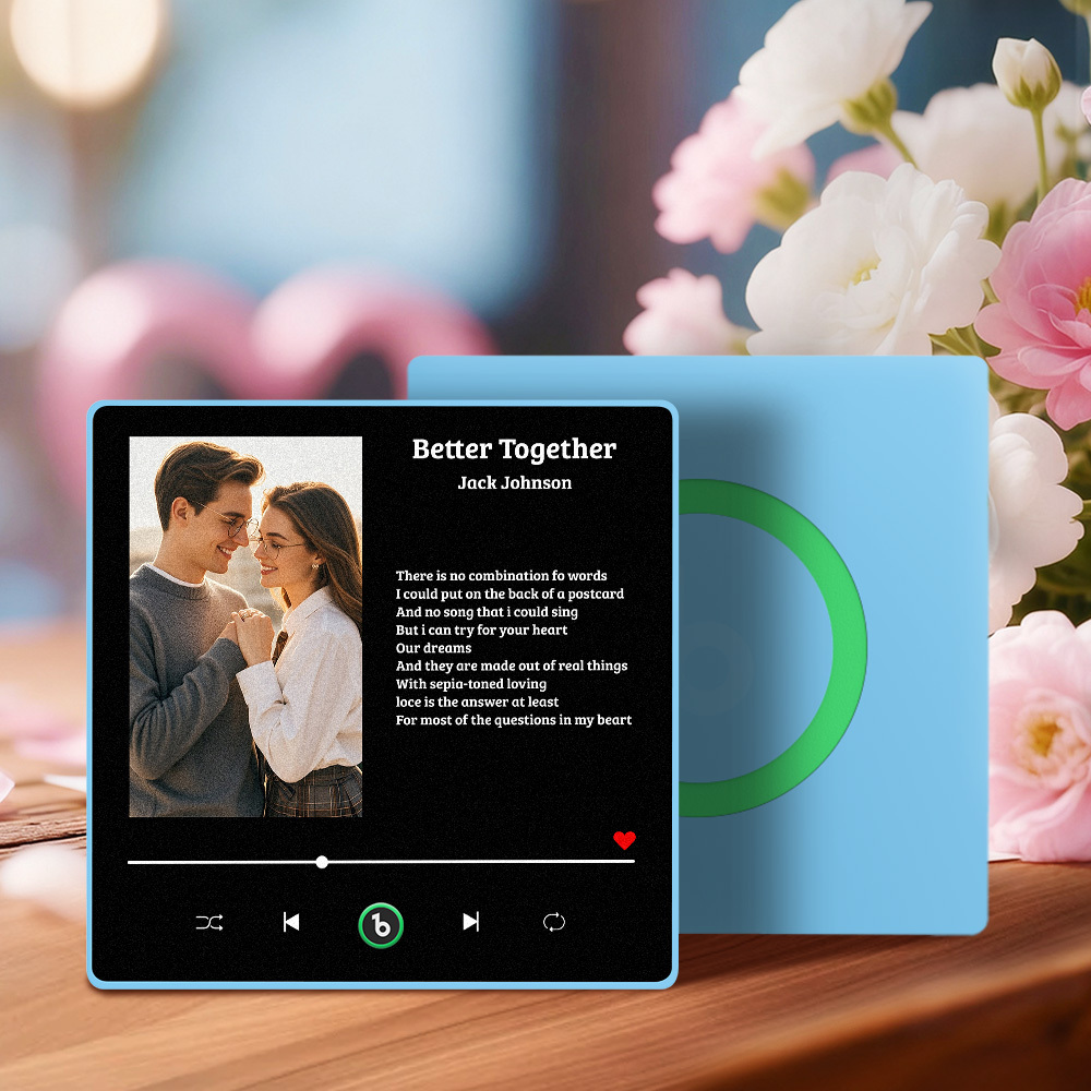 Custom Lyric Music Fridge Magnet Personalized Couple Photo Song Quote Decor Interactive Gift - Fridgebeatsca