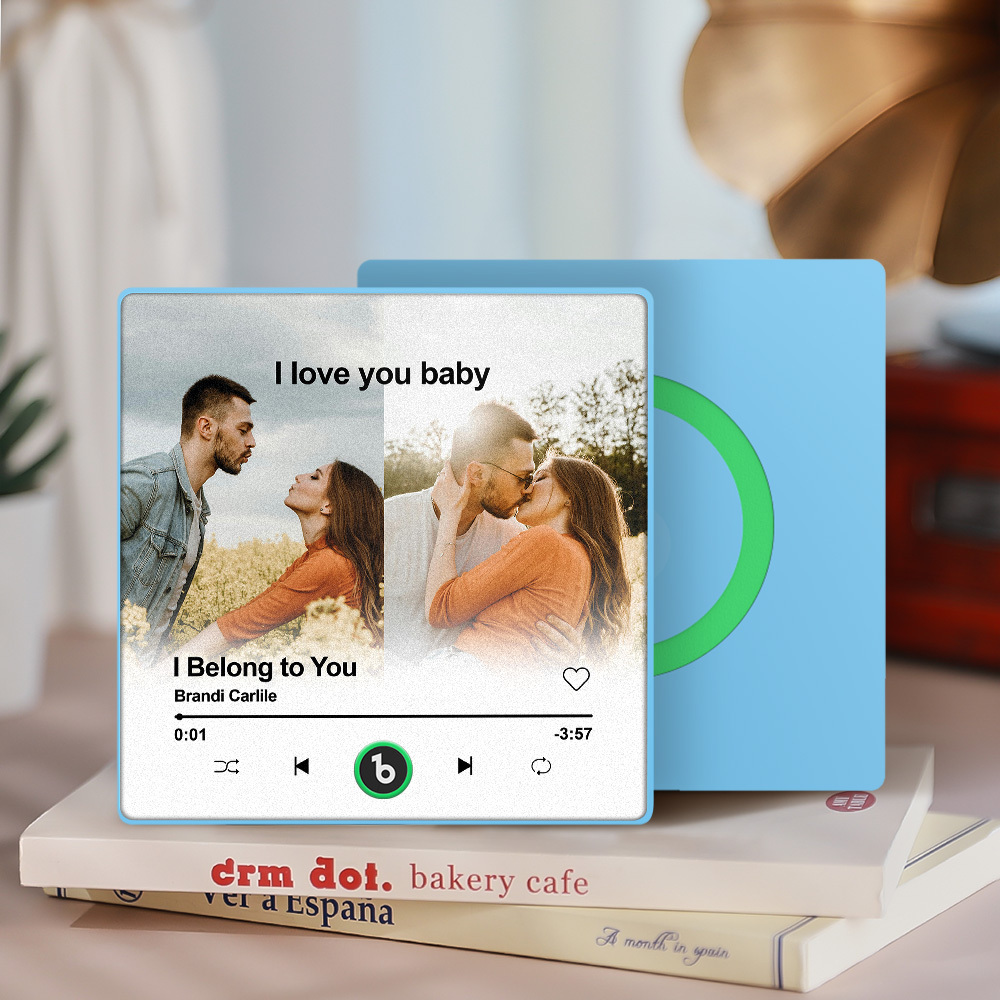 Custom Music Fridge Magnet Personalized 2 Photos Song Magnet Valentine's Day Anniversary Gift for Lover - Fridgebeatsca