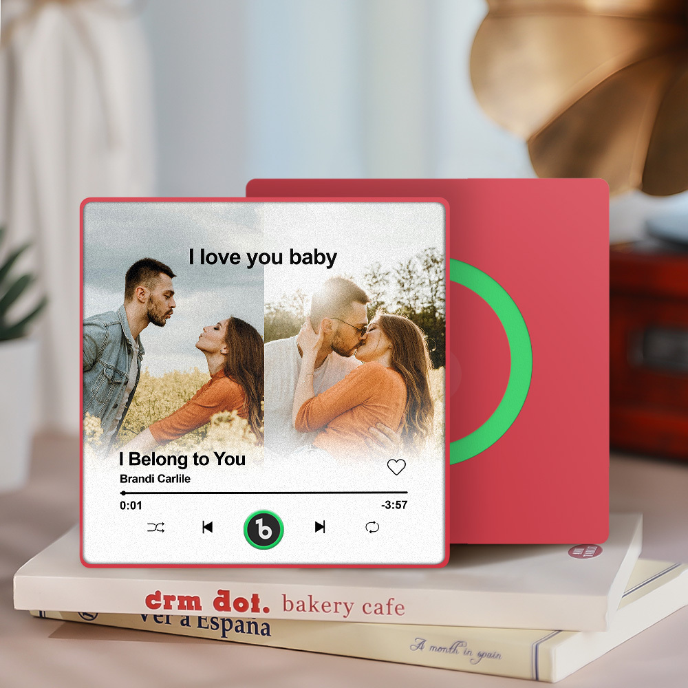 Custom Music Fridge Magnet Personalized 2 Photos Song Magnet Valentine's Day Anniversary Gift for Lover - Fridgebeatsca