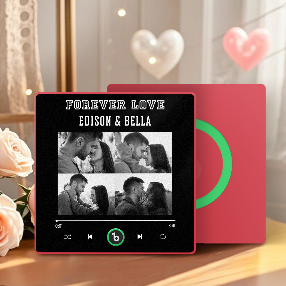Custom Music Fridge Magnet Personalized 4 Photos Song Magnet Valentine's Day Gift Anniversary Gift for Lover - Fridgebeatsca