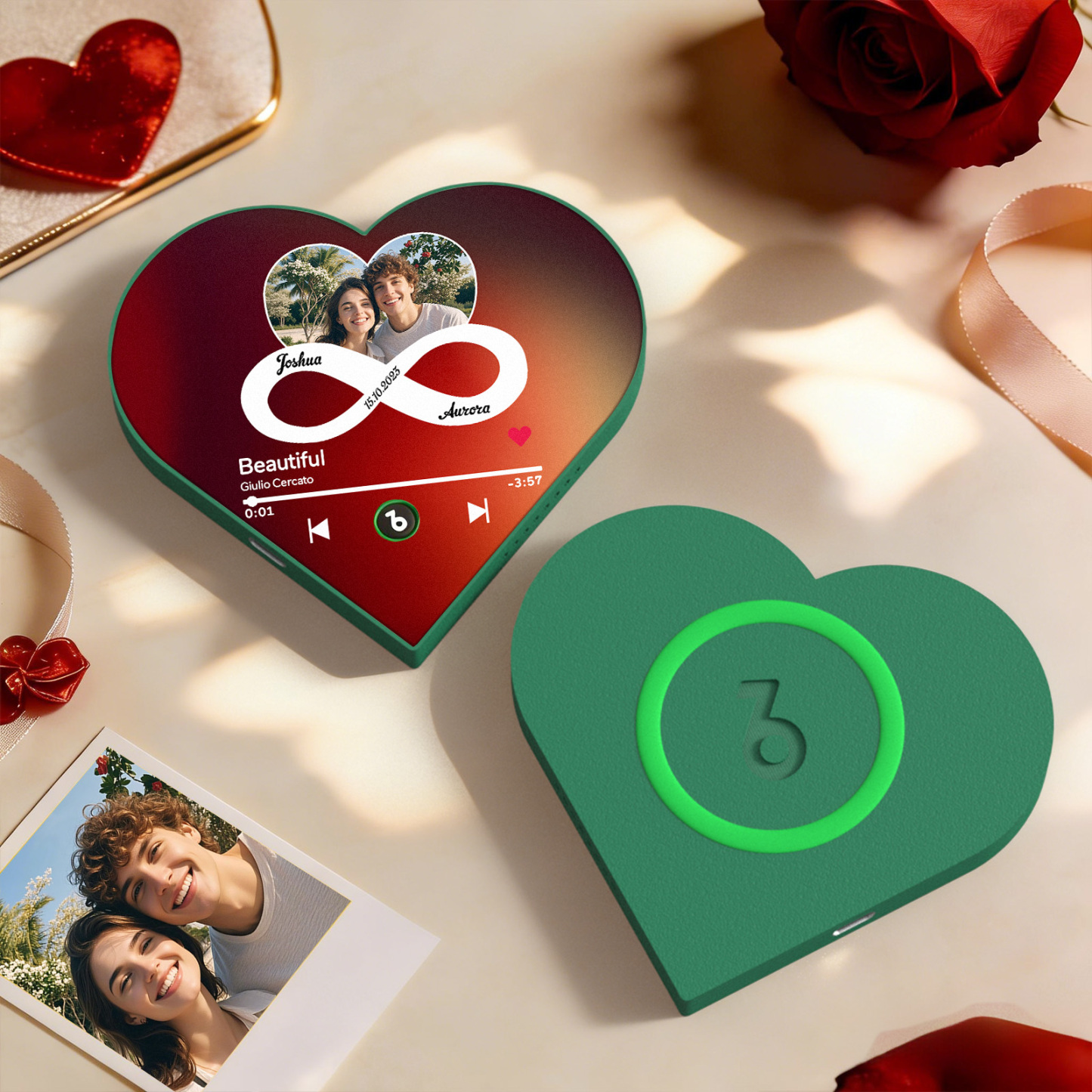 Custom Heart-Shaped Music Photo Fridge Magnet Romantic Gift for Couples Valentine's Day Gifts - Fridgebeatsca