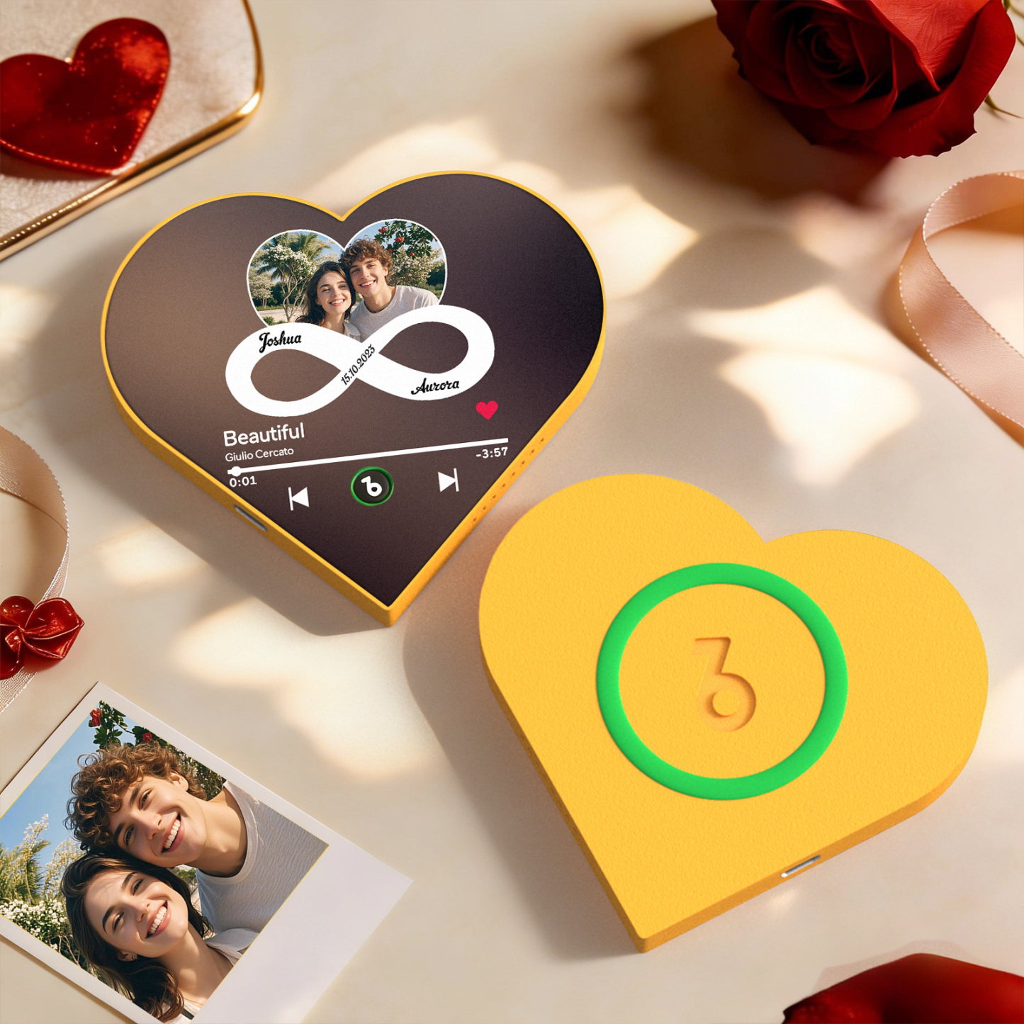 Custom Heart-Shaped Music Photo Fridge Magnet Romantic Gift for Couples Valentine's Day Gifts - Fridgebeatsca