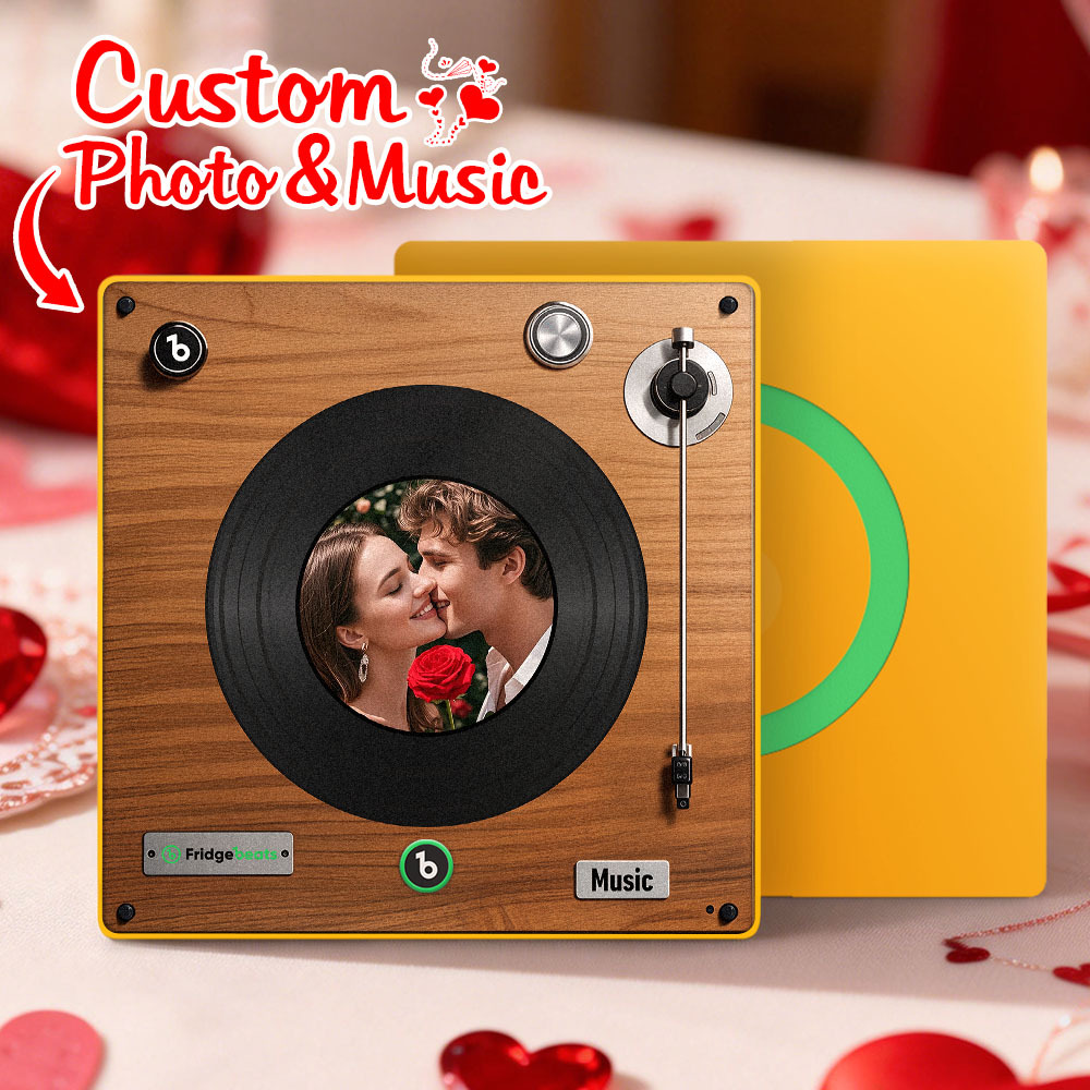 Custom Music Fridge Magnet Personalized Whole Song Photo Frame with Music Personalized Vinyl Record Picture Frame Valentine's Day Gifts for Boyfriend - Fridgebeatsca
