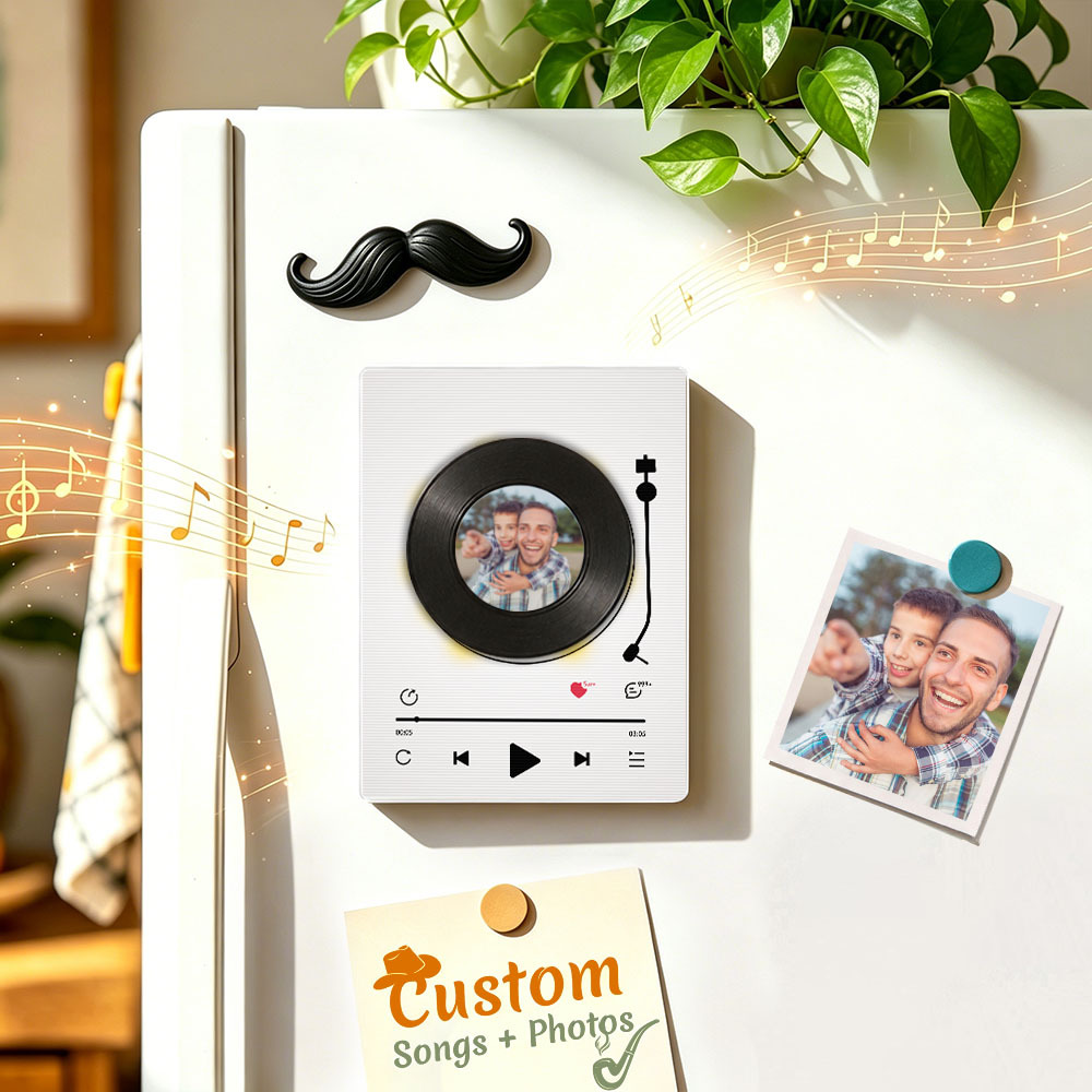 Personalized Vinyl Record Music Fridge Magnet – Custom Photo & Song Playback Magnet, Retro Music Wall Decor Gift for Fans - Fridgebeatsca