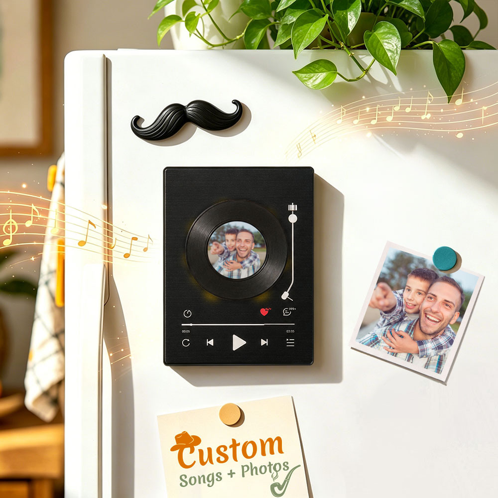 Personalized Vinyl Record Music Fridge Magnet – Custom Photo & Song Playback Magnet, Retro Music Wall Decor Gift for Fans - Fridgebeatsca
