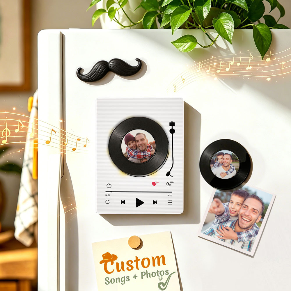 Personalized Vinyl Record Music Fridge Magnet – Custom Photo & Song Playback Magnet, Retro Music Wall Decor Gift for Fans - Fridgebeatsca