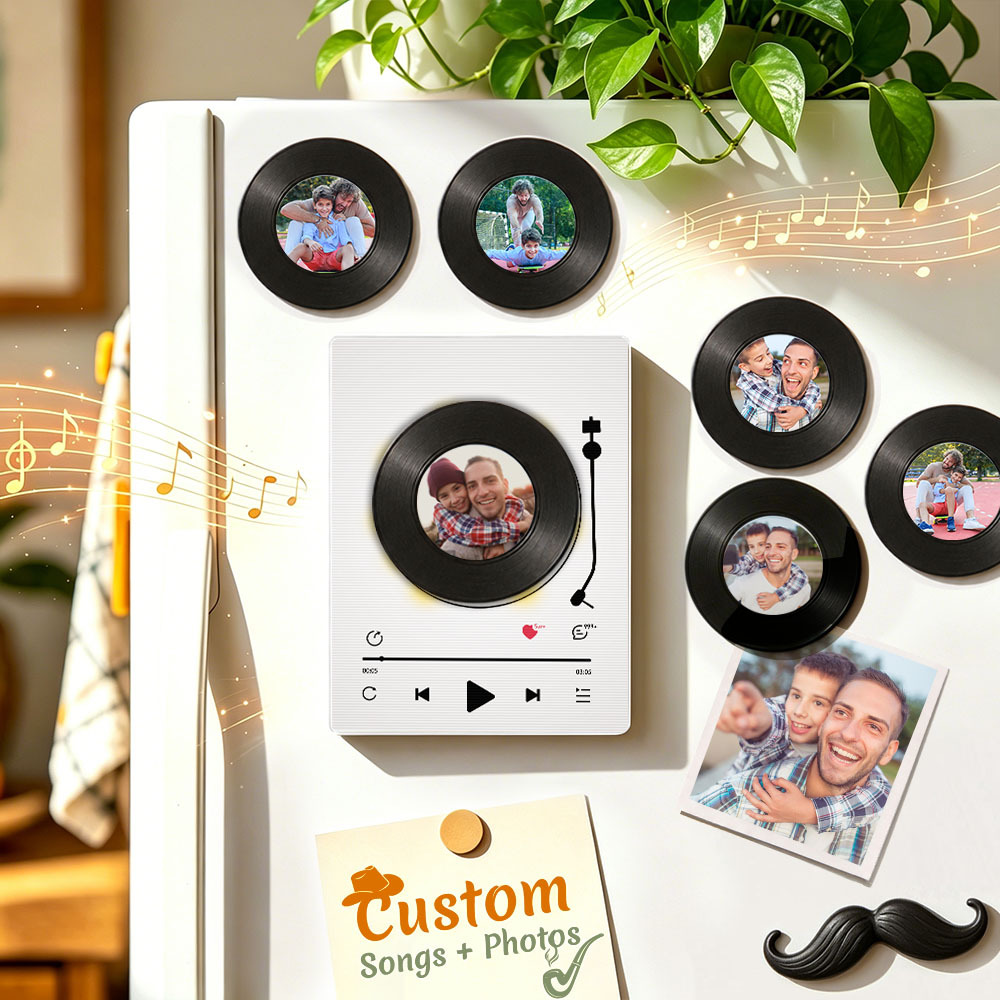 Personalized Vinyl Record Music Fridge Magnet – Custom Photo & Song Playback Magnet, Retro Music Wall Decor Gift for Fans - Fridgebeatsca