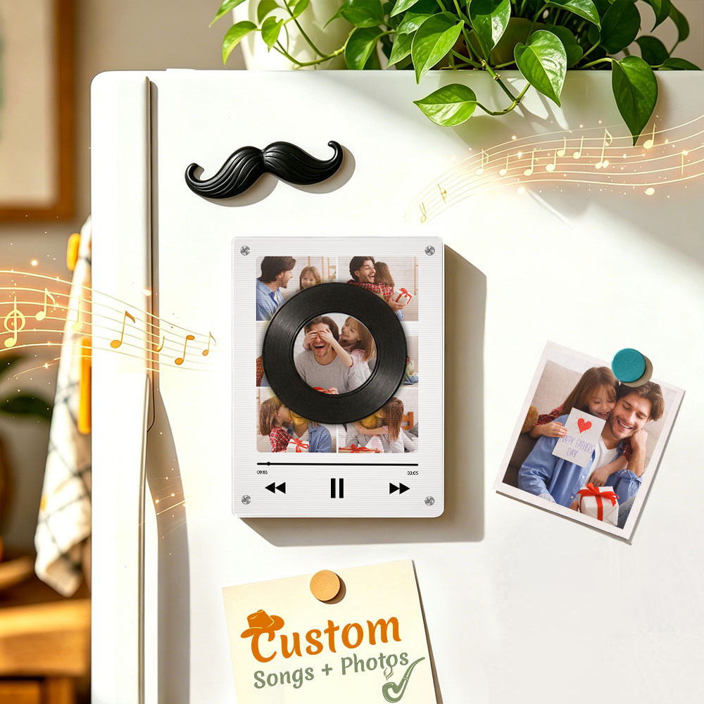Personalized Vinyl Record Music Fridge Magnet – Custom Photo & Song Playback Magnet, Retro Music Wall Decor Gift for Fans - Fridgebeatsca