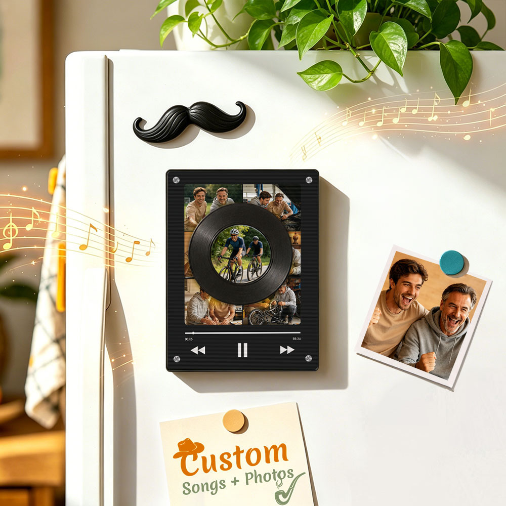 Personalized Vinyl Record Music Fridge Magnet – Custom Photo & Song Playback Magnet, Retro Music Wall Decor Gift for Fans - Fridgebeatsca