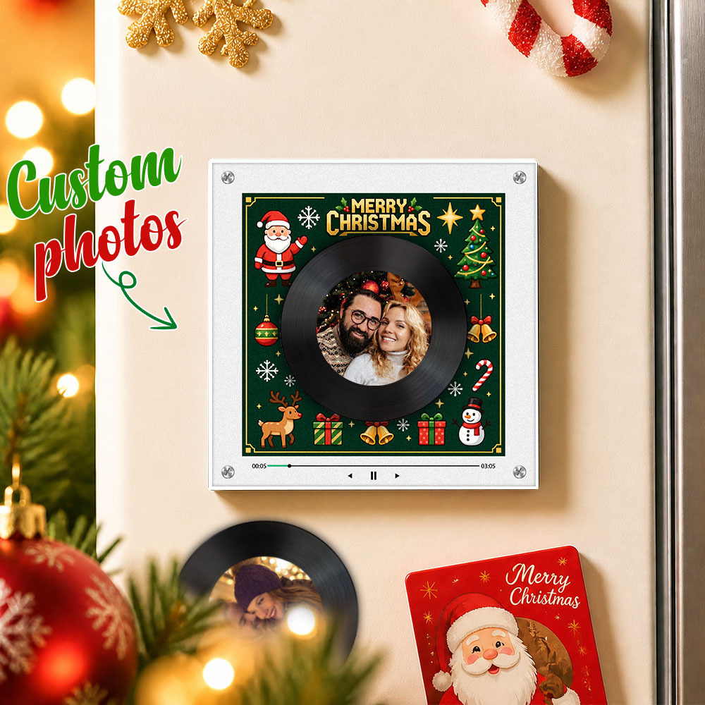 Custom Music Fridge Magnet Christmas Gifts Can Customize 1-6 Songs and Photos Vinyl Records to Preserve Beautiful Memories Gifts - Fridgebeatsca