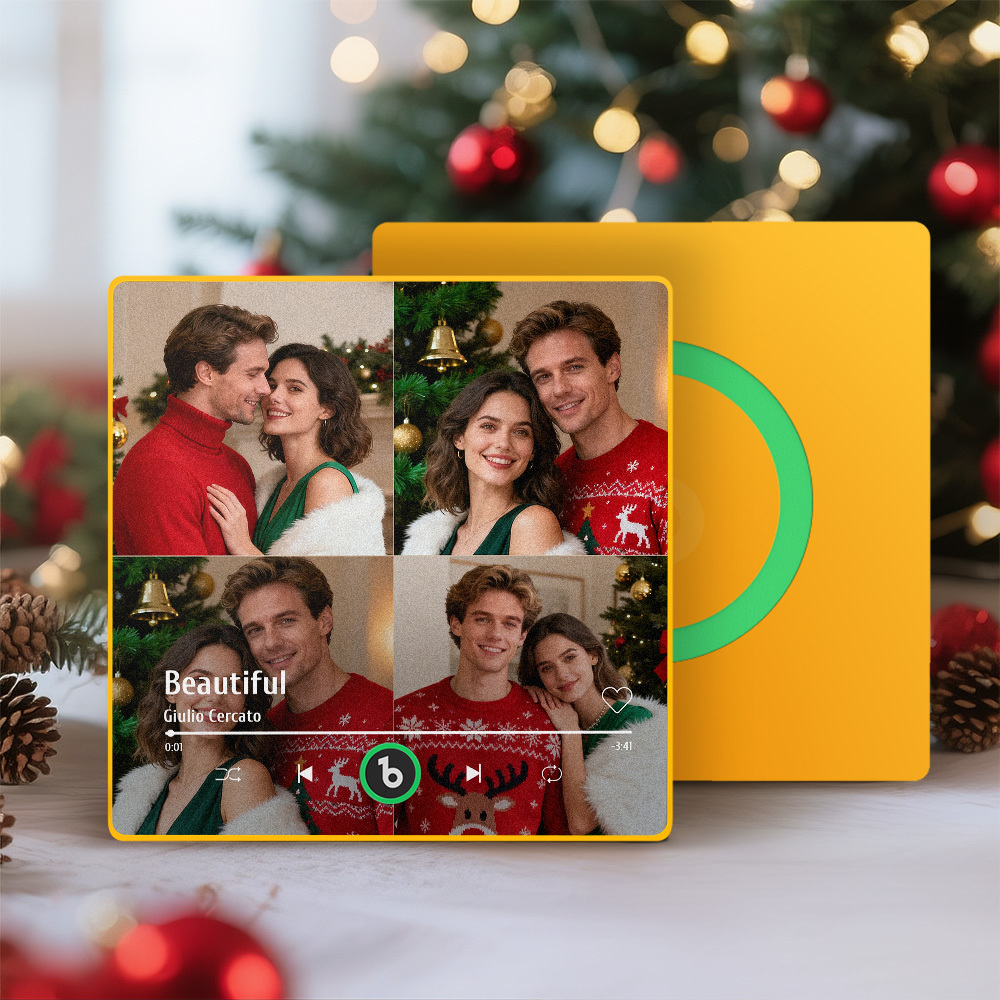 Custom Music Multiple Photo Fridge Magnet Personalized 4 Photo Music Fridge Magnet That Can Play Music Without Cellphone Supports Bluetooth Connectivity Christmas Gifts for Him - Fridgebeatsca