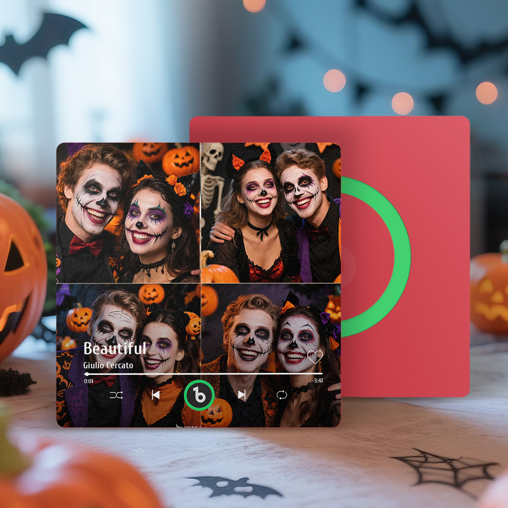 Custom Music Multiple Photo Fridge Magnet Personalized 4 Photo Music Fridge Magnet That Can Play Music Without Cellphone Supports Bluetooth Connectivity Halloween Gifts for Him - Fridgebeatsca