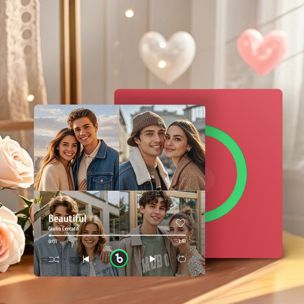 Custom Music & 4 Photos Fridge Magnet FridgeBeats Pro Supports Bluetooth Connectivity Valentine's Day Gift for Couple