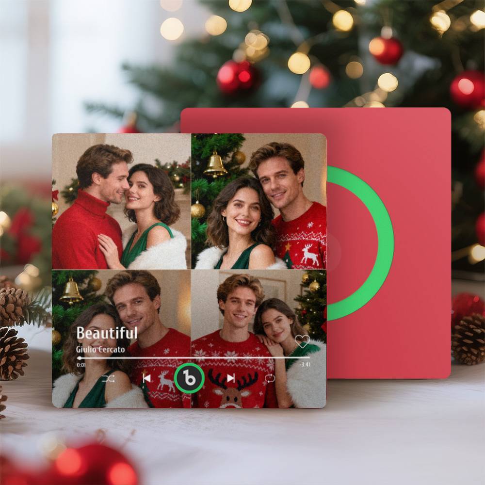 Custom Music Multiple Photo Fridge Magnet Personalized 4 Photo Music Fridge Magnet That Can Play Music Without Cellphone Supports Bluetooth Connectivity Christmas Gifts for Him - Fridgebeatsca