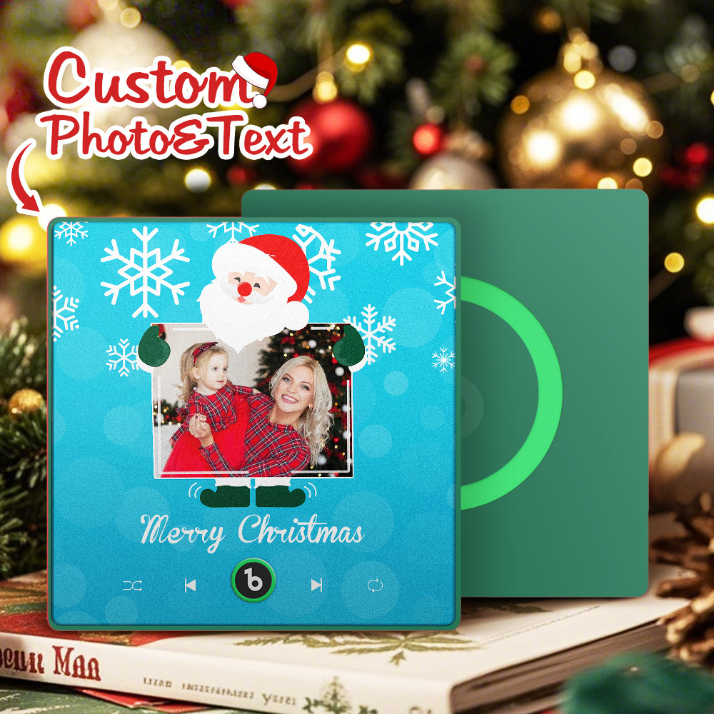 Custom Music And Photo Fridge Magnet Santa and Snowflakes Fridge Magnet for Christmas - Fridgebeatsca