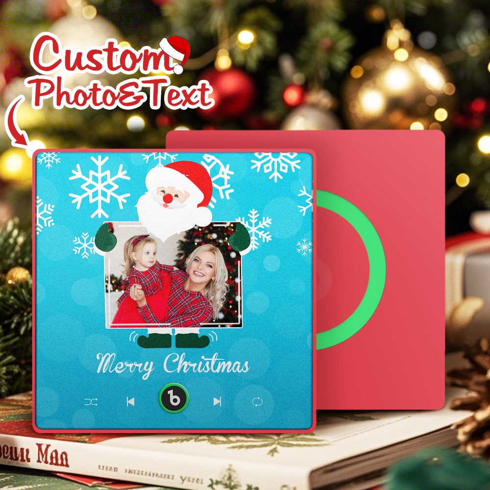 Custom Music And Photo Fridge Magnet Santa and Snowflakes Fridge Magnet for Christmas - Fridgebeatsca