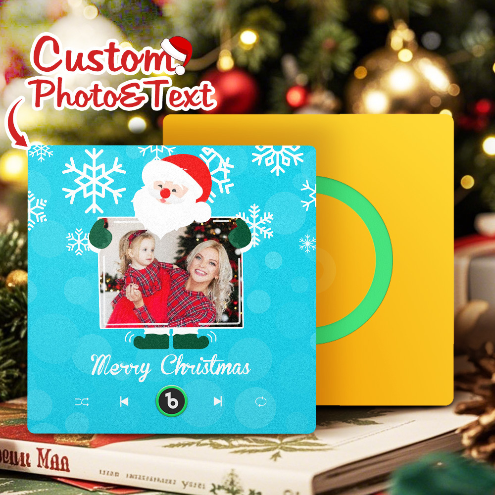 Custom Music And Photo Fridge Magnet Santa and Snowflakes Fridge Magnet for Christmas - Fridgebeatsca