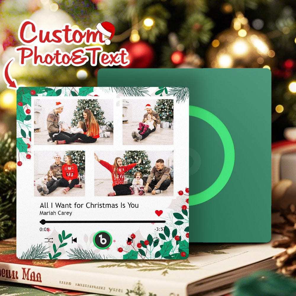 Christmas Gift Custom Music Fridge Magnet Personalized Multi Photo Fridge Magnet for Christmas Gift - Fridgebeatsca