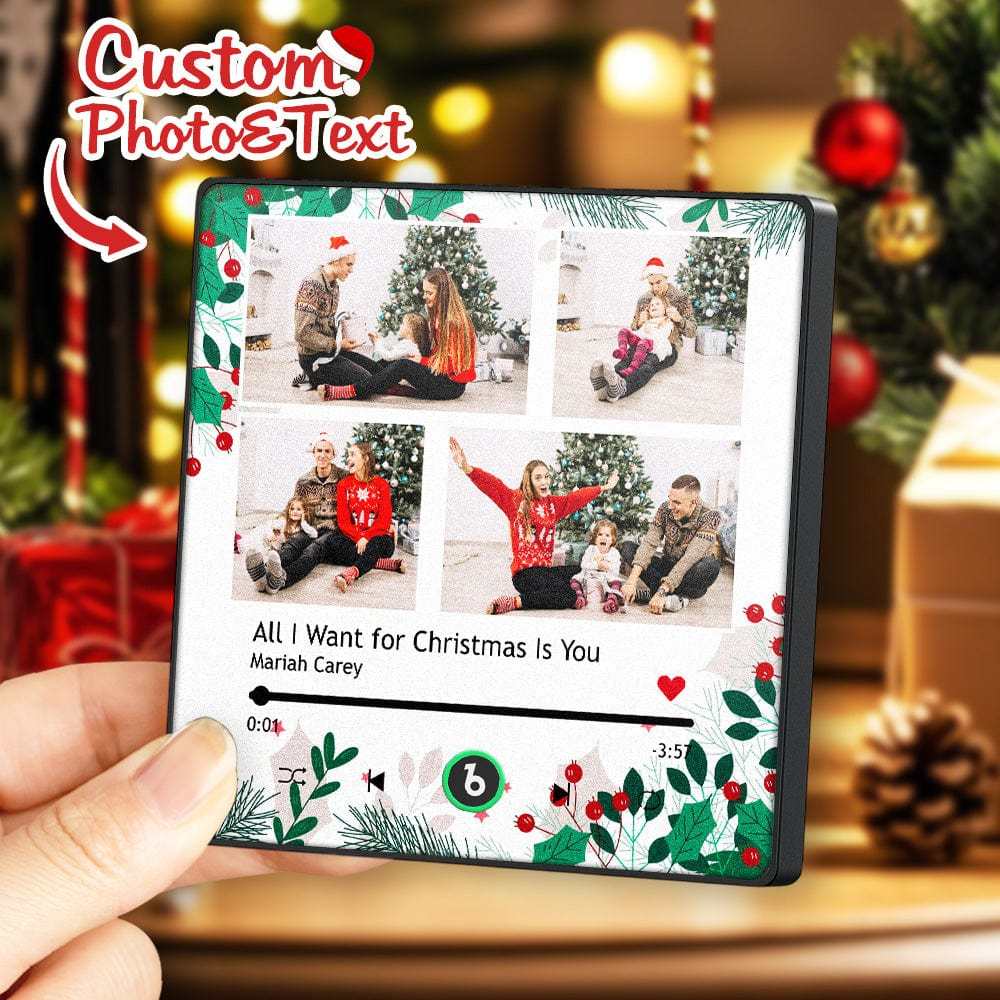 Christmas Gift Custom Music Fridge Magnet Personalized Multi Photo Fridge Magnet for Christmas Gift - Fridgebeatsca