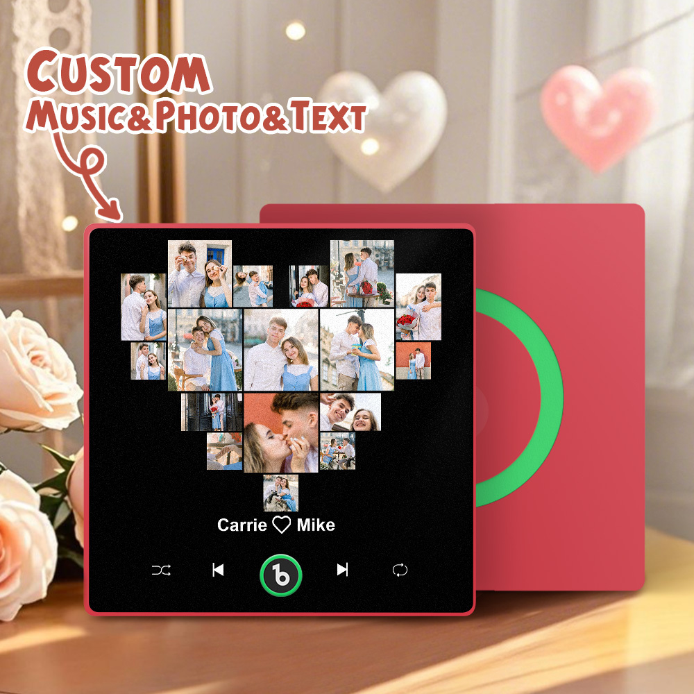 Custom Music And Photo Fridge Magnet Personalized Heart Fridge Magnet for Valentine's Day - Fridgebeatsca