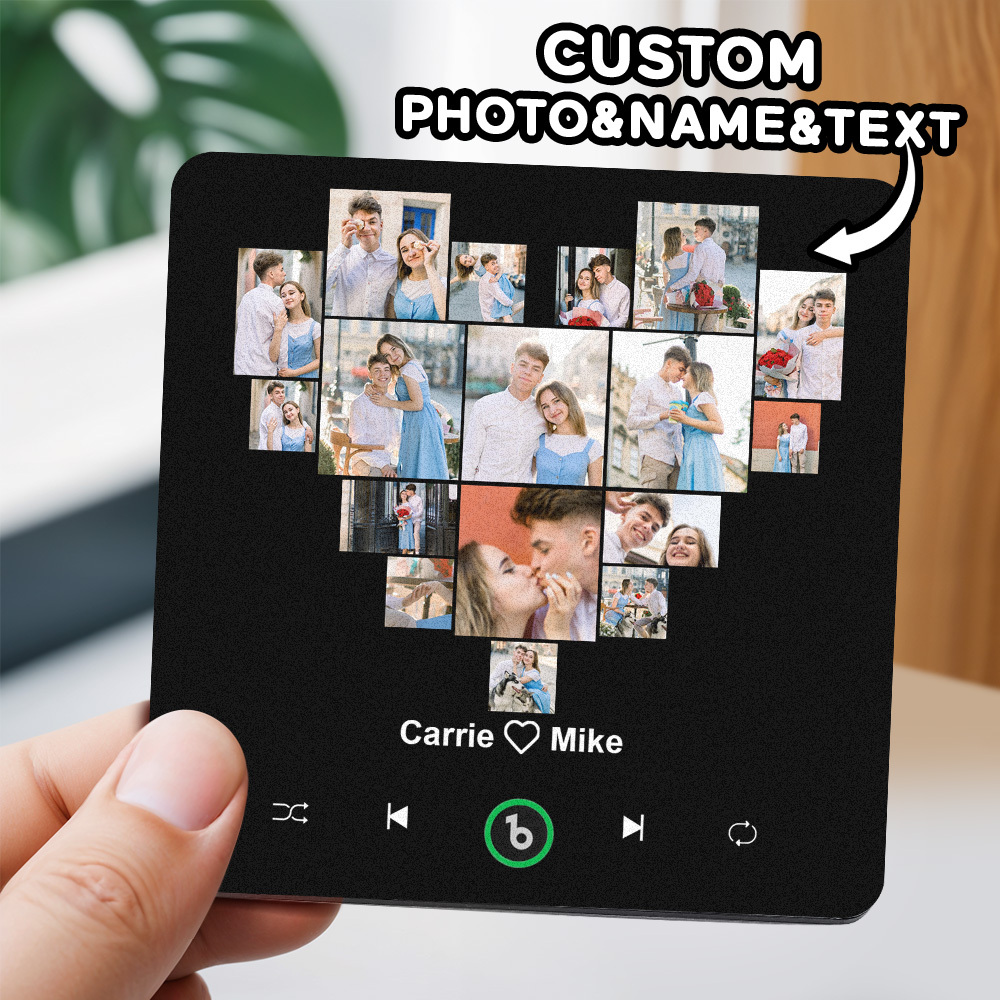 Custom Music And Photo Fridge Magnet Personalized Heart Fridge Magnet for Valentine's Day - Fridgebeatsca