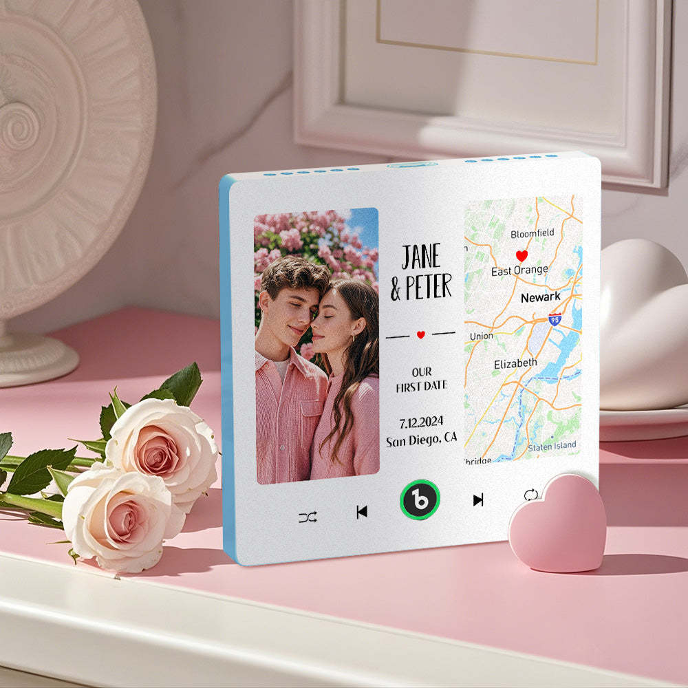 Custom Music Fridge Magnet with Photo and Map Upgraded Music Fridge Magnet Valentine's Gifts Our First Date - Fridgebeatsca