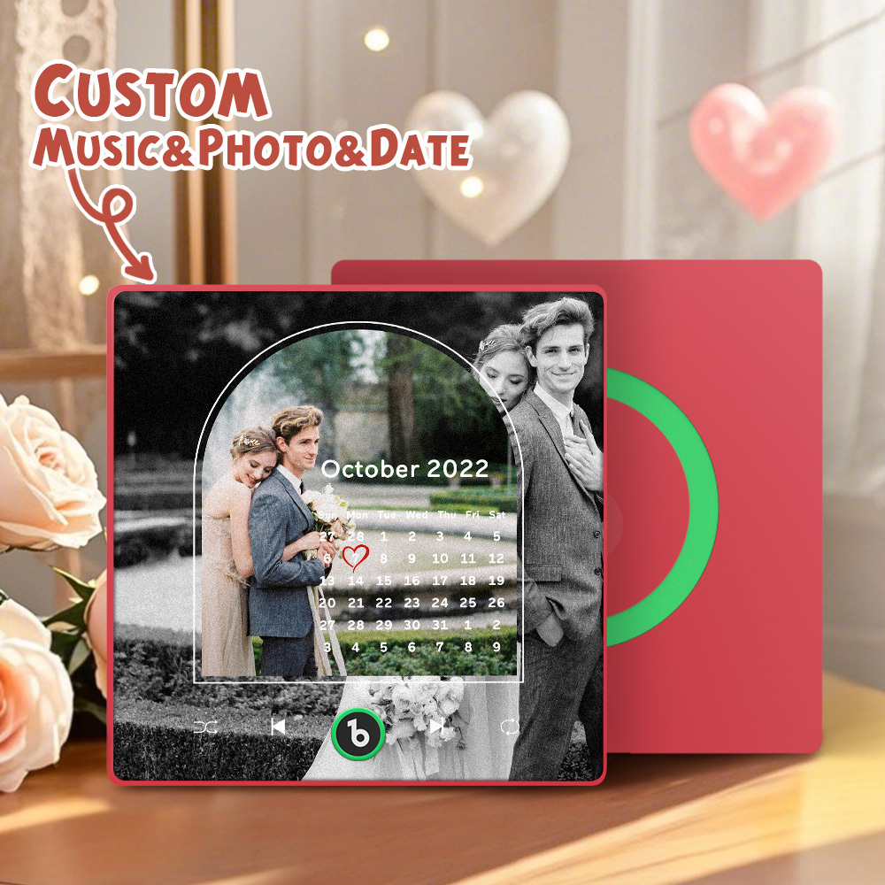 Custom Music Fridge Magnets Valentine's Day Gifts Custom Music Fridge Magnet Colorful Frame Album Fridge Magnet Can Play Songs Gift for Couple - Fridgebeatsca