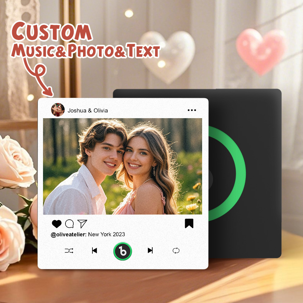 Custom Music Fridge Magnets Valentine's Day Gifts Custom Music Fridge Magnet Colorful Frame Album Fridge Magnet Can Play Songs Gift for Couple - Fridgebeatsca