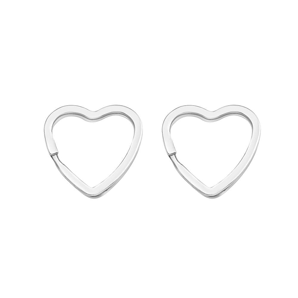 2pcs Heart-Shape Flat Key Ring Metal Split Parting Key Ring Silver - Fridgebeatsca