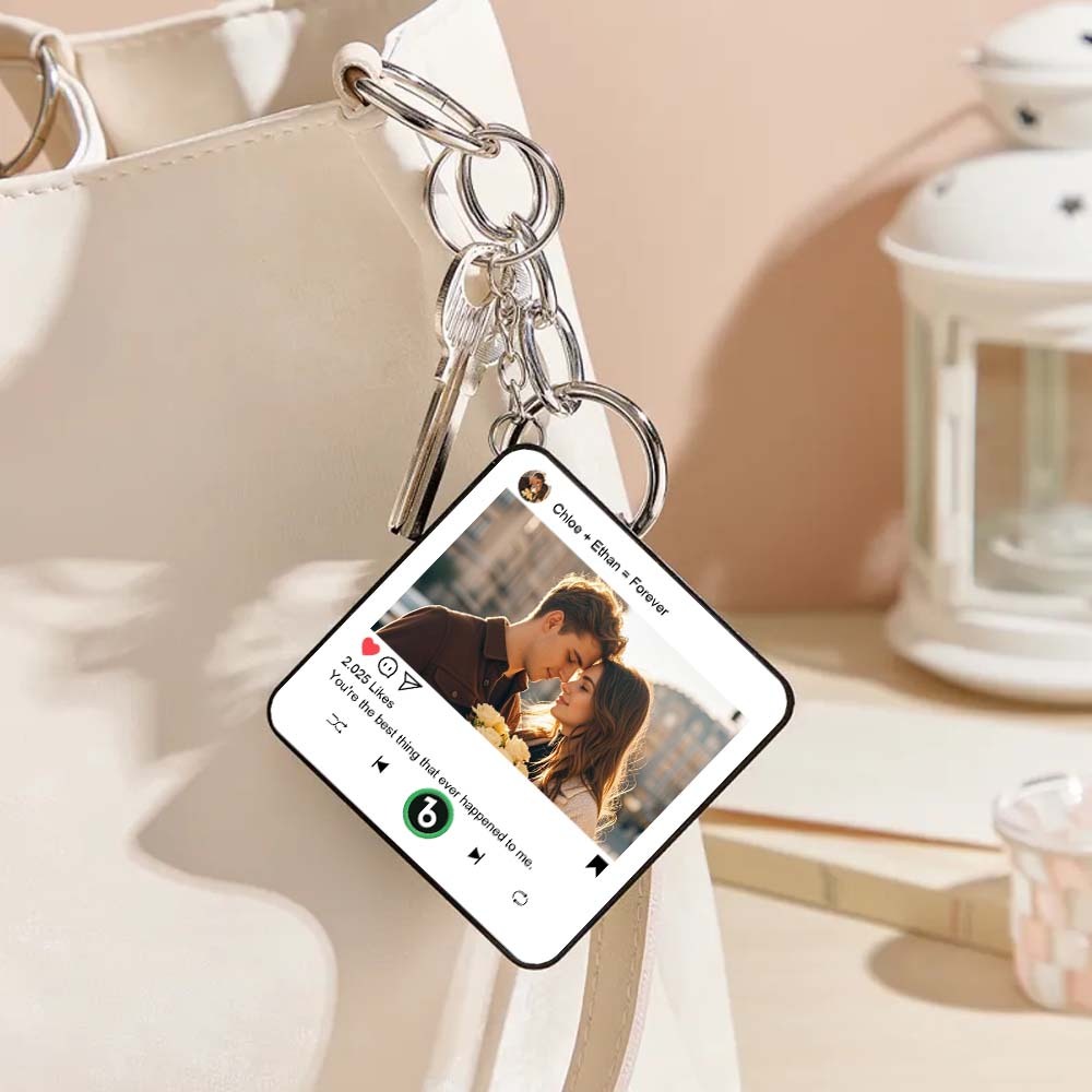 Custom Mini Music Fridge Magnet Keychain Gifts for Her Him Personalized Photo Music Refrigerator Magnet Keychain Gifts for Her Unique Gift for Anniversary - Fridgebeatsca