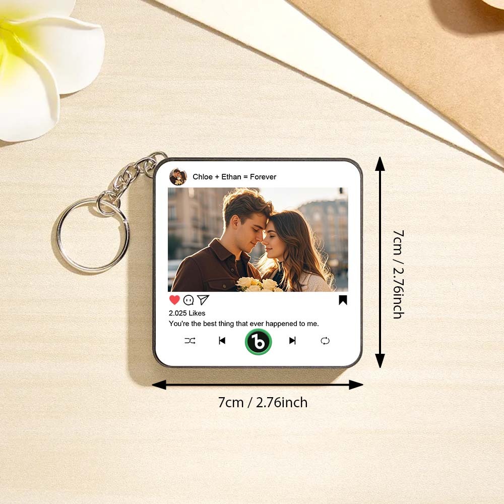 Custom Mini Music Fridge Magnet Keychain Gifts for Her Him Personalized Photo Music Refrigerator Magnet Keychain Gifts for Her Unique Gift for Anniversary - Fridgebeatsca