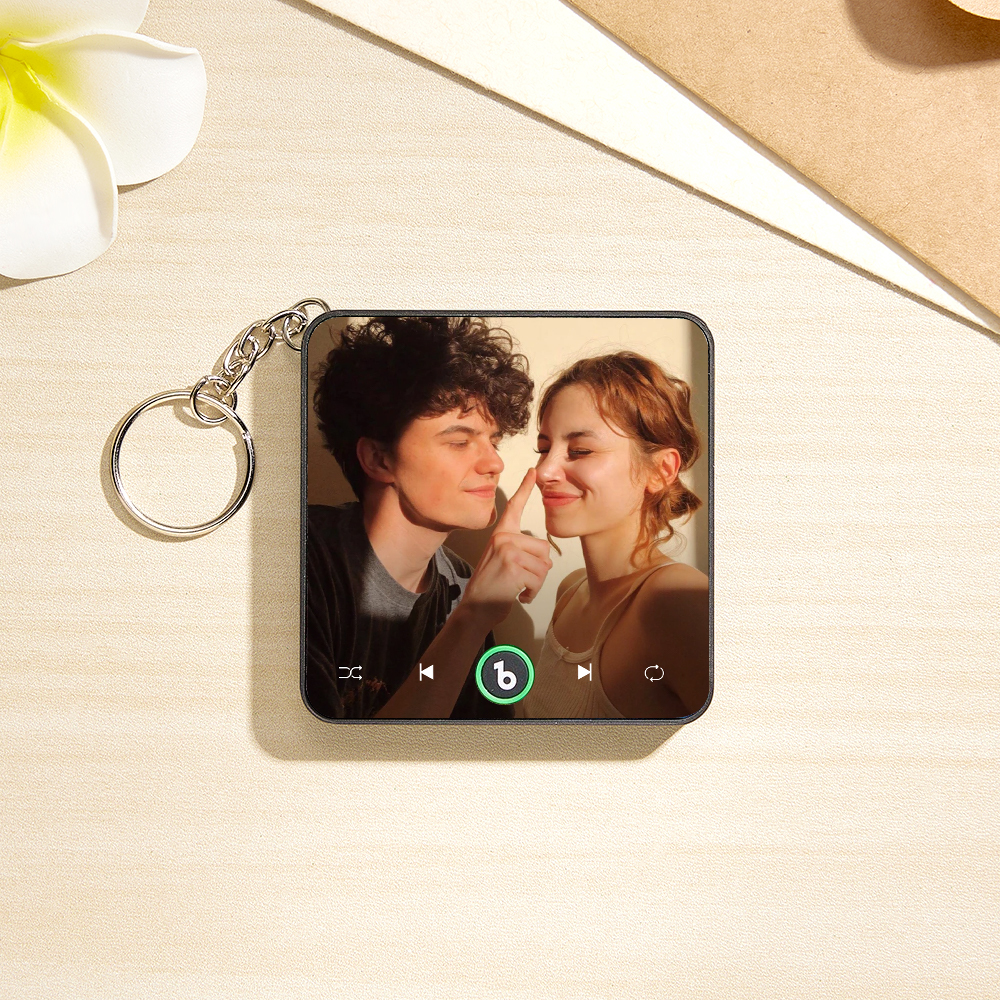 Custom Music & Photo Mini Fridge Magnet Keychain Supports Bluetooth Connectivity Custom Music Fridge Magnet Keychain Couple Gift Singing Refrigerator Magnet Keyring Wedding Gift for Him - Fridgebeatsca