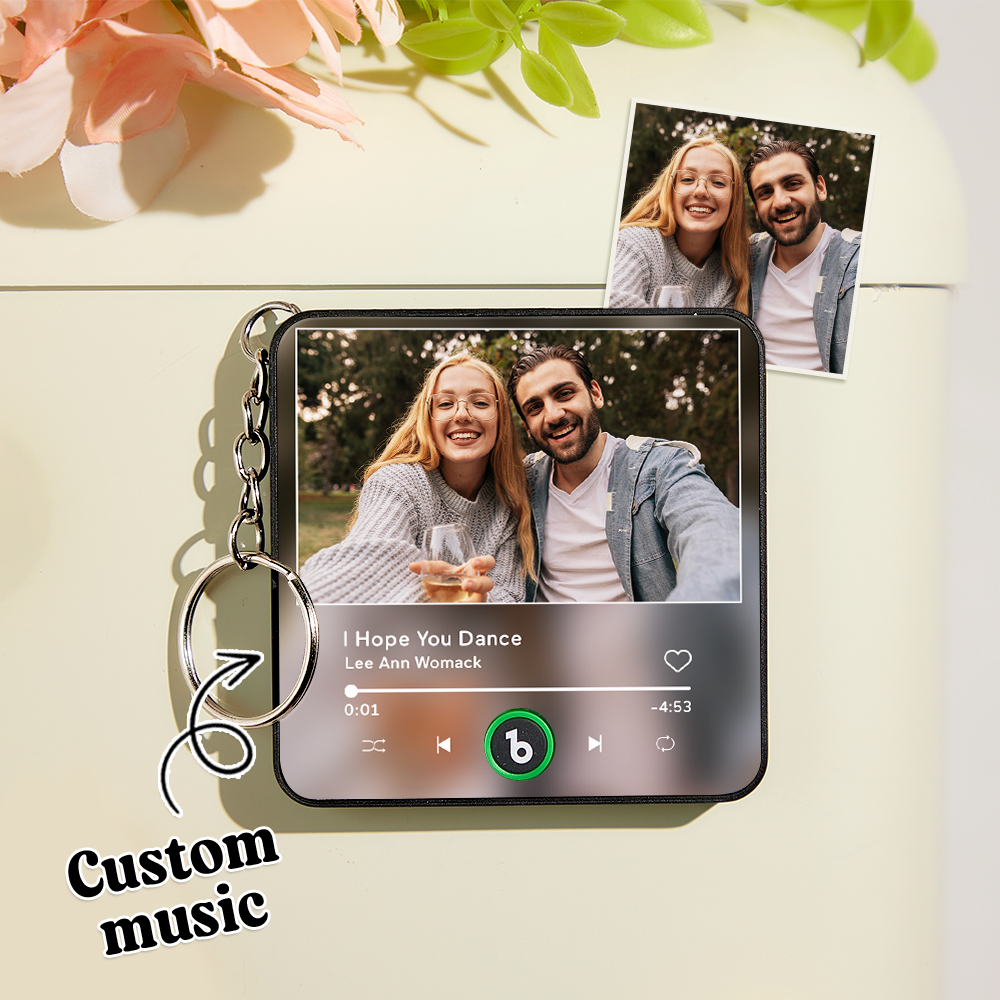 Custom Mini Music Fridge Magnet Keychain Personalized Photo Fridge Magnet Keychain With Music That Can Play Song Keyring Gifts Anniversary Gifts for Couple - Fridgebeatsca