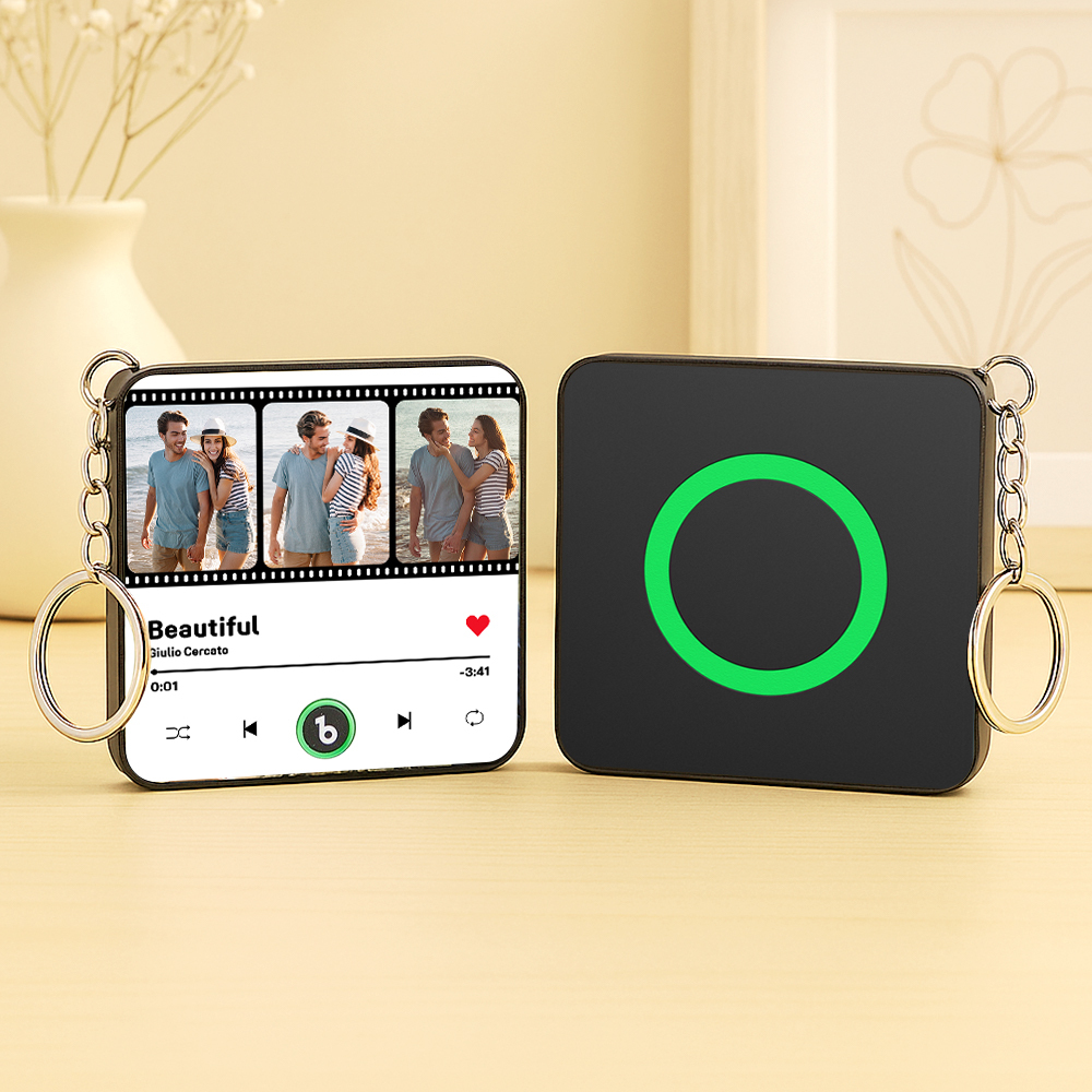 Custom Couple Photo Collage Personalized Custom Mini Music Fridge Magnet Keychain That Can Play Songs Gift For Husband Wife Anniversary Wedding Gift - Fridgebeatsca