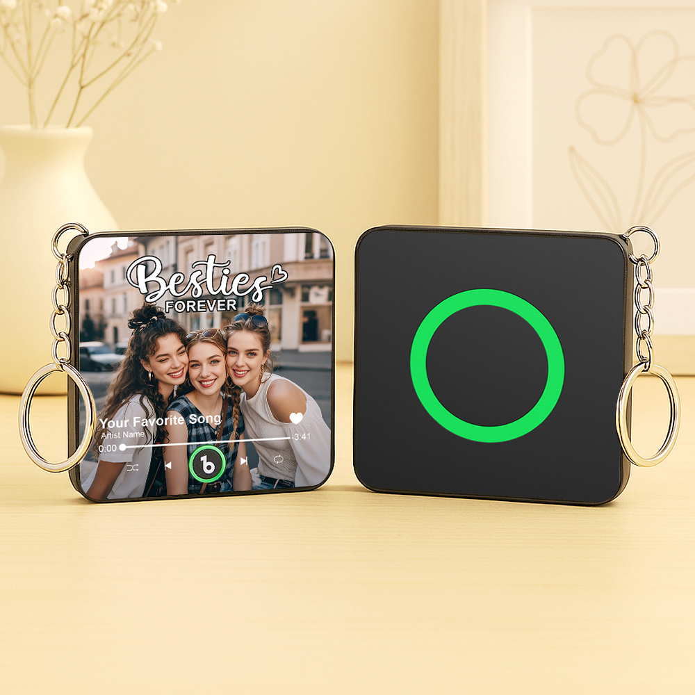 Personalized Mini Music Fridge Magnet Keychain Custom Besties Forever Song Magnet Keychain Heartfelt Gift For Best Friends - Fridgebeatsca