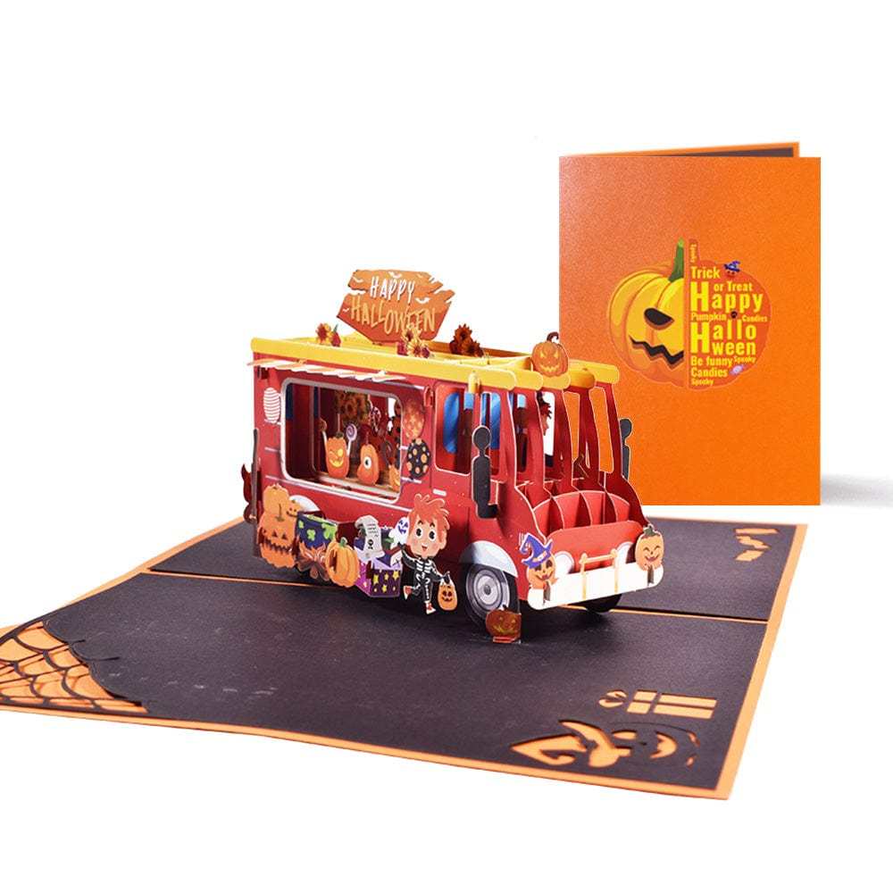 Halloween 3D Pop Up Card Pumpkin Car Pop Up Greeting Card - GiftLab