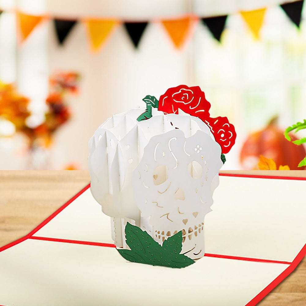 Halloween 3D Pop Up Card Flower Skull Pop Up Greeting Card - GiftLab