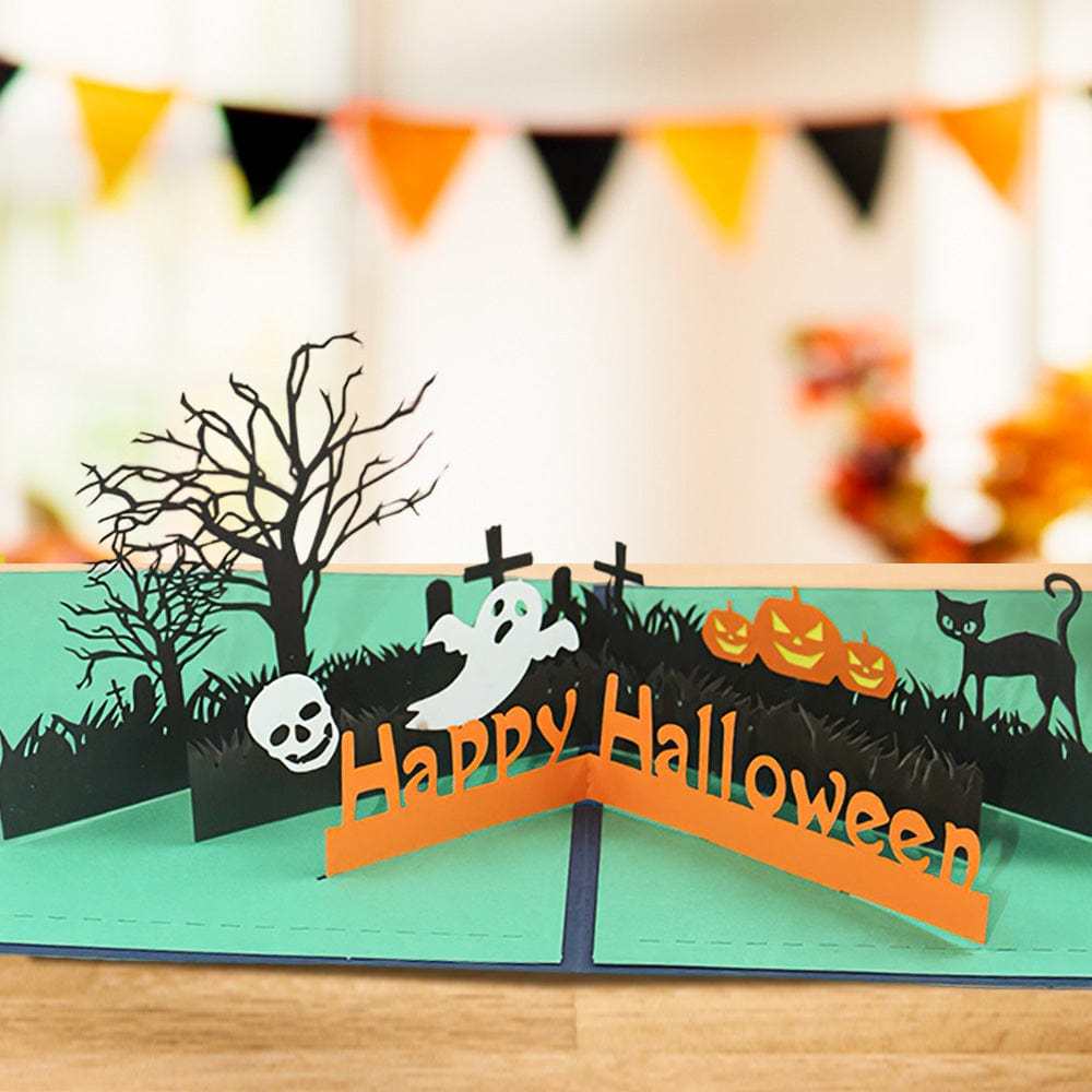 Halloween 3D Pop Up Card Cemetery Pattern Pop Up Greeting Card - GiftLab