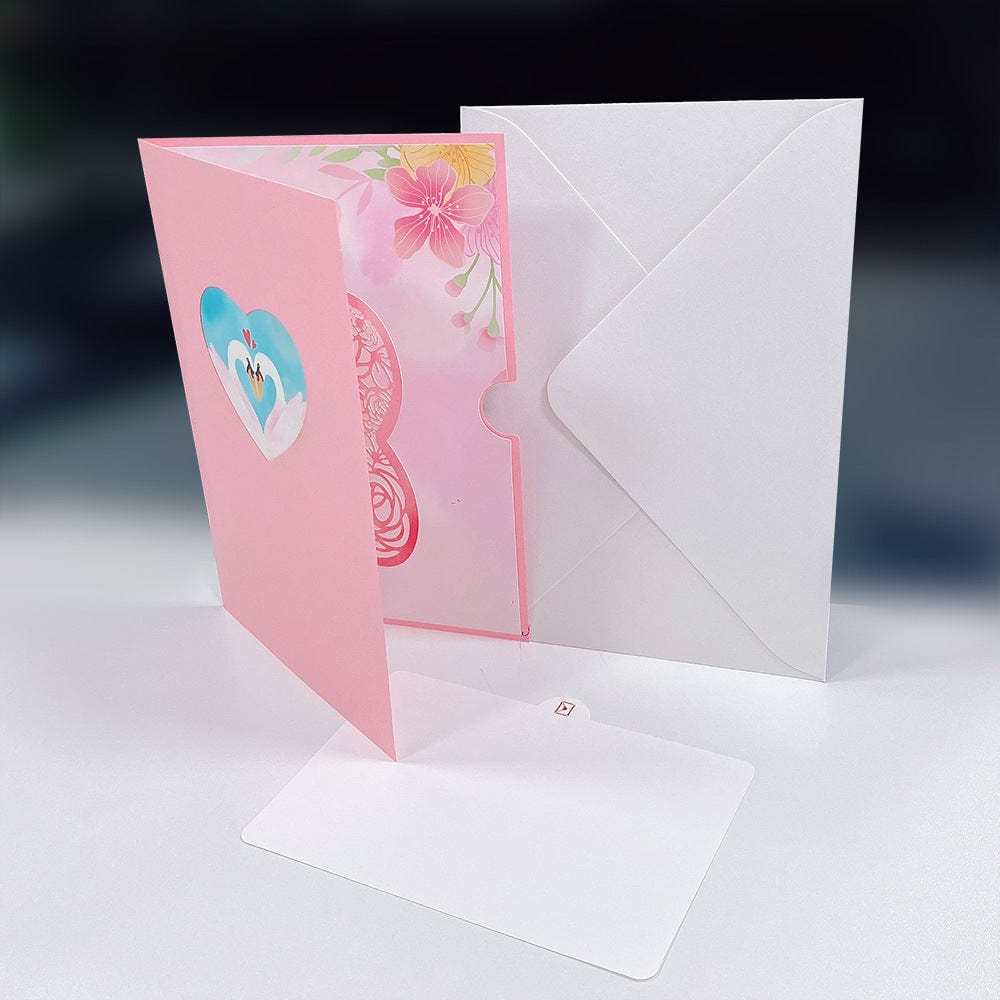 3D Creative Valentine's Day Pop Up Card Love Swan Pop Up Greeting Card - GiftLab