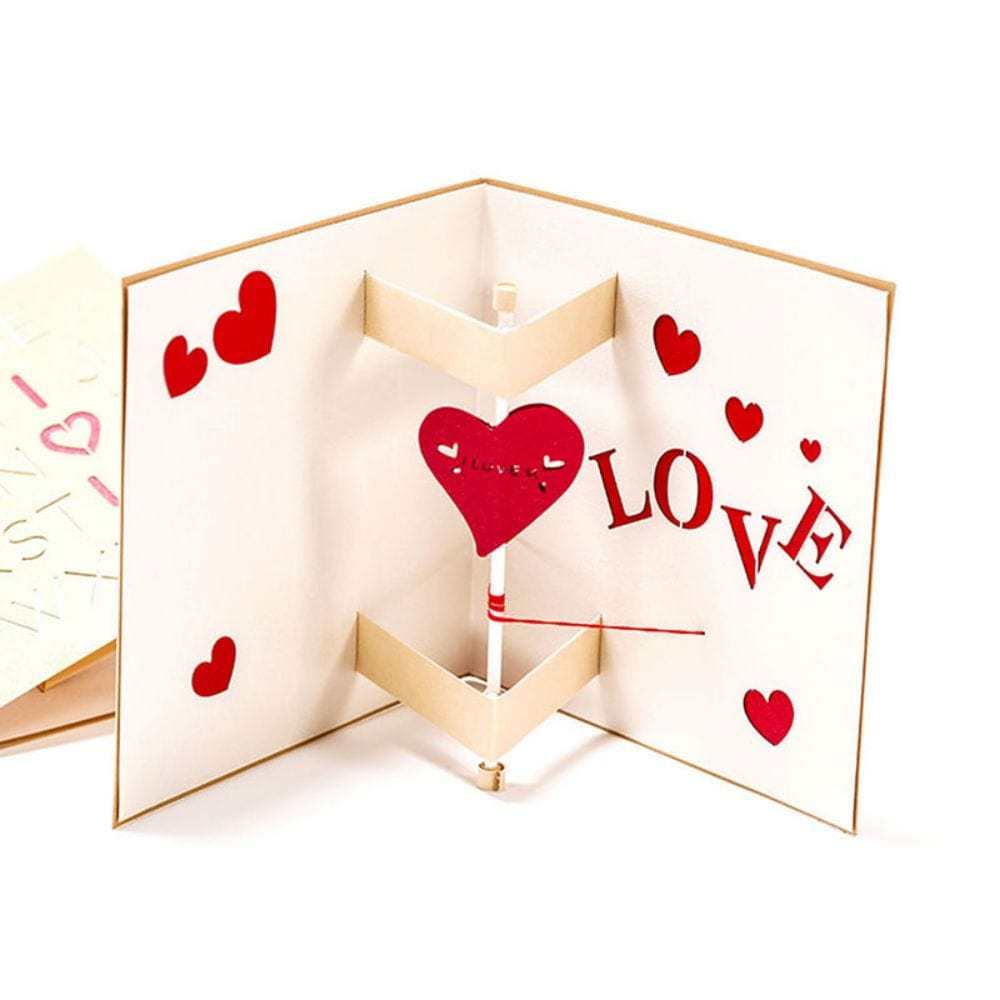 3D Creative Valentine's Day Pop Up Card Rotatable Heart Pop Up Greeting Card - GiftLab