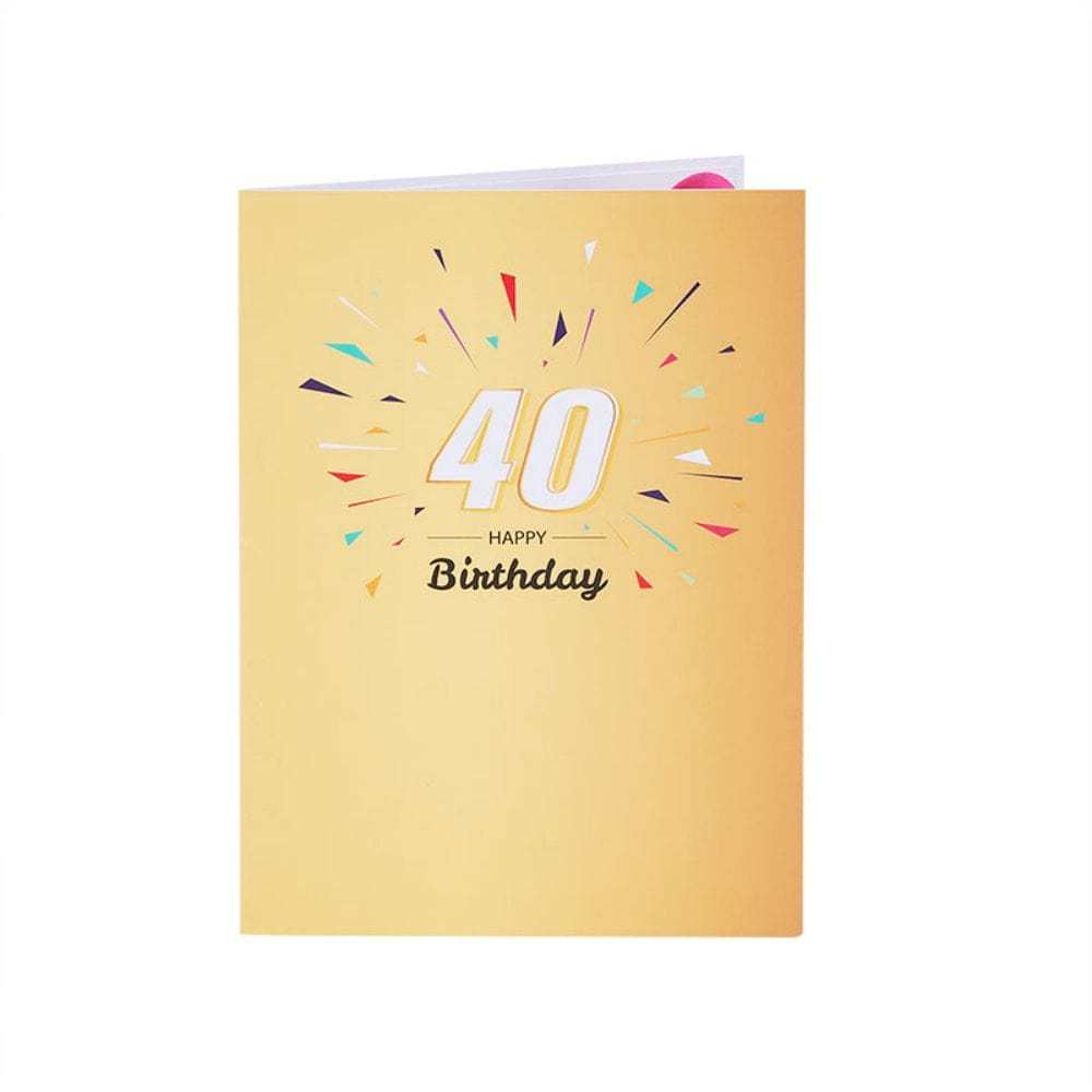 Lights and Music 40th Happy Birthday 3D Pop Up Greeting Card for Her or Him - GiftLab