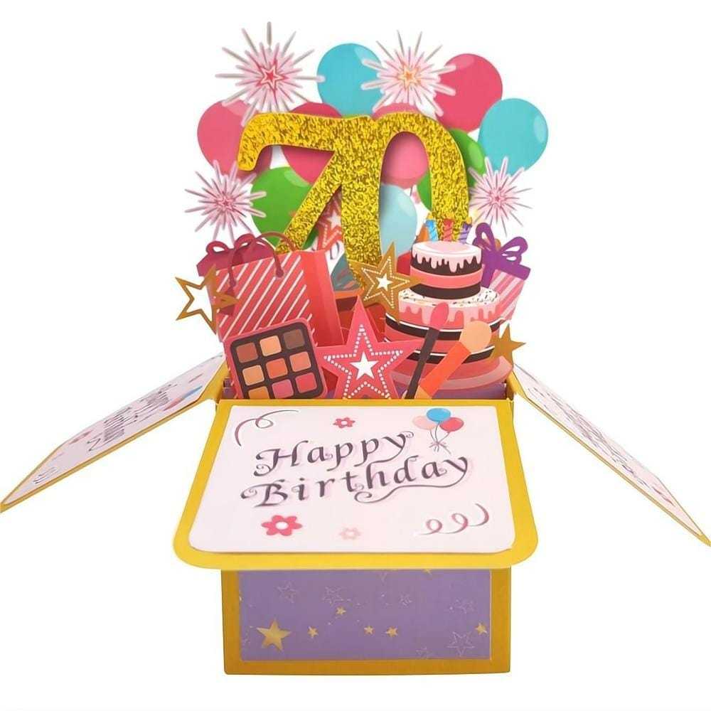 Birthday Pop Up Box Card 70th Birthday 3D Pop Up Greeting Card - GiftLab