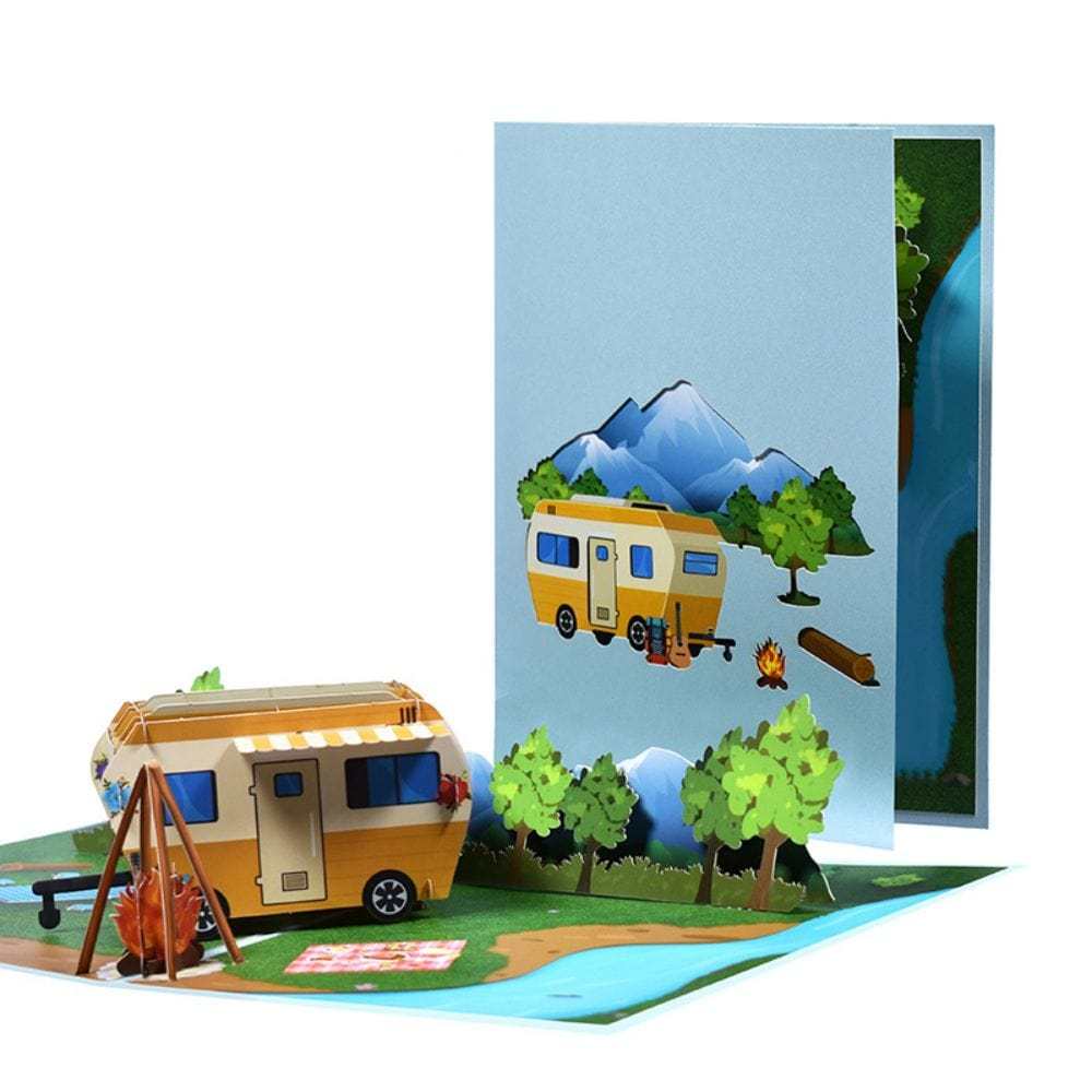 RV Travel 3D Pop Up Greeting Card for Travel Lover - GiftLab
