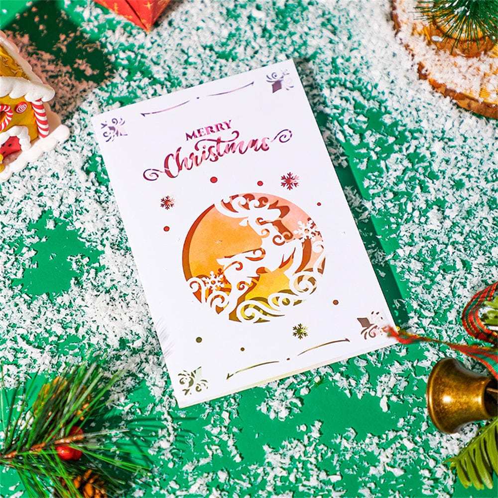 Christmas 3D Pop Up Card Hollow Christmas Greeting Card - GiftLab