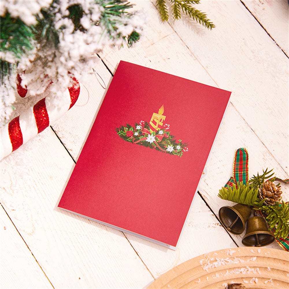 Christmas 3D Pop Up Card Christmas Candle Greeting Card - GiftLab