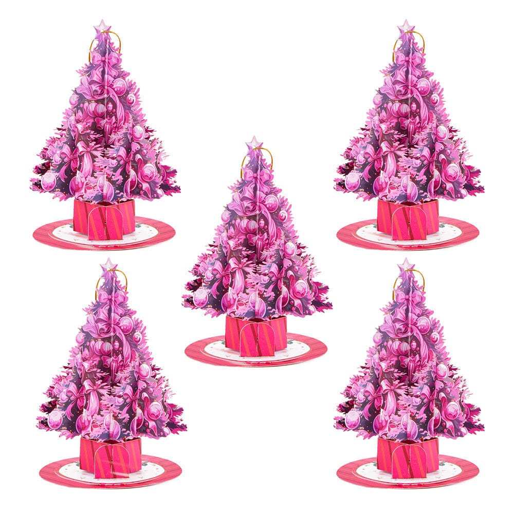 5 Pcs Christmas Tree Ornaments Christmas 3D Pop Up Greeting Card - GiftLab