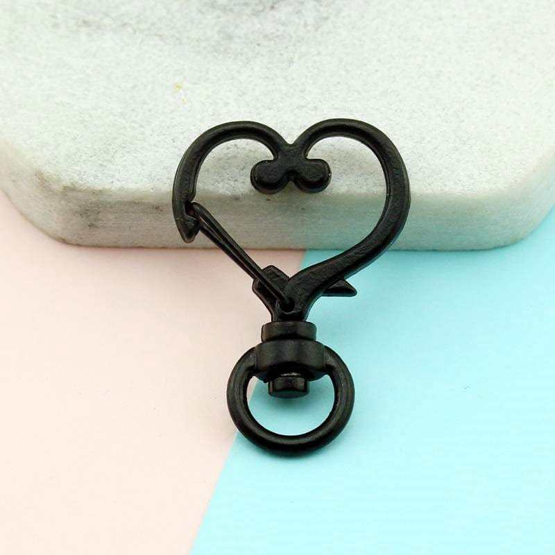 Heart-Shaped Swivel Snap Hook Keychain Metal Spring Snap Keychain Hook Lobster Clasp Key Ring Black - Fridgebeatsca